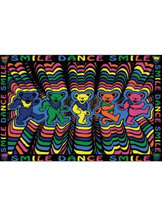 Grateful Dead Other - New Grateful Dead Smile & Dance Dancing Bears Wall Decor Gift Tapestry 86x54 NIP